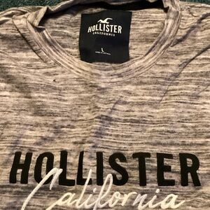 Hollister Heathered Gray Tee with Black and White Print